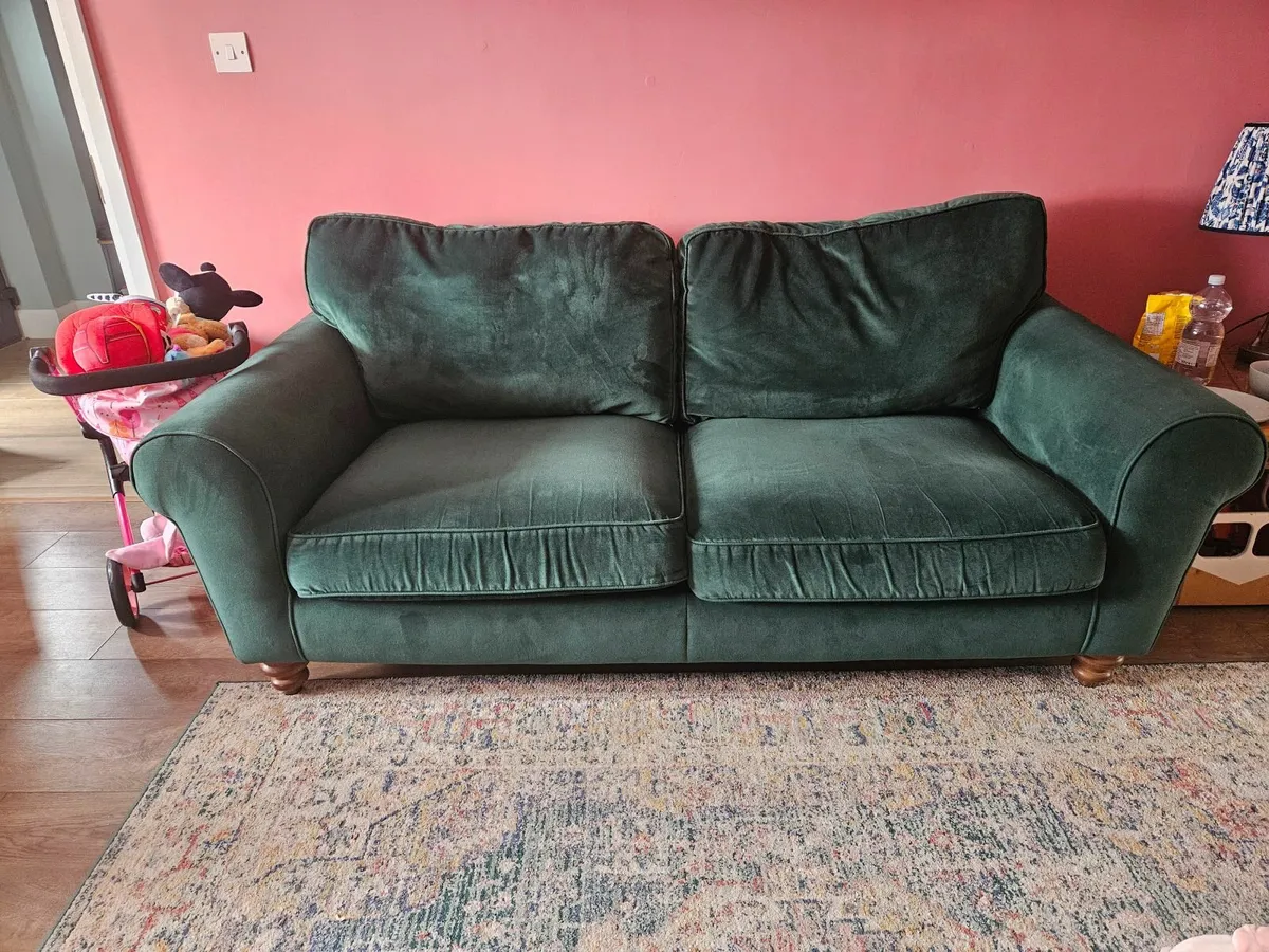 Green 3 seater couch sofa - Image 1