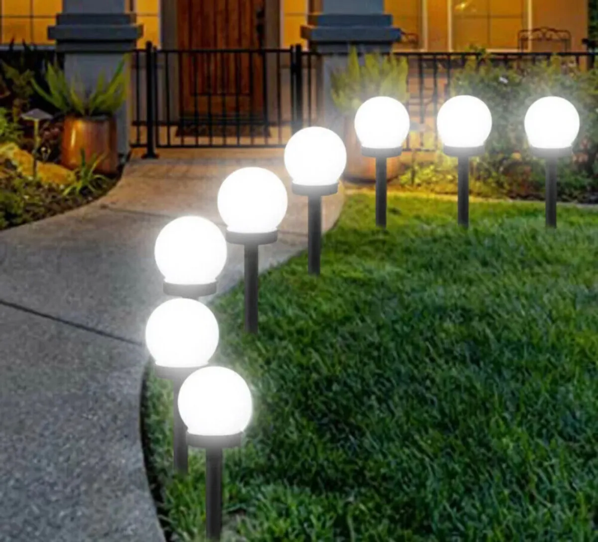 8 x Solar LED Garden Globe Lights NEW - Image 1