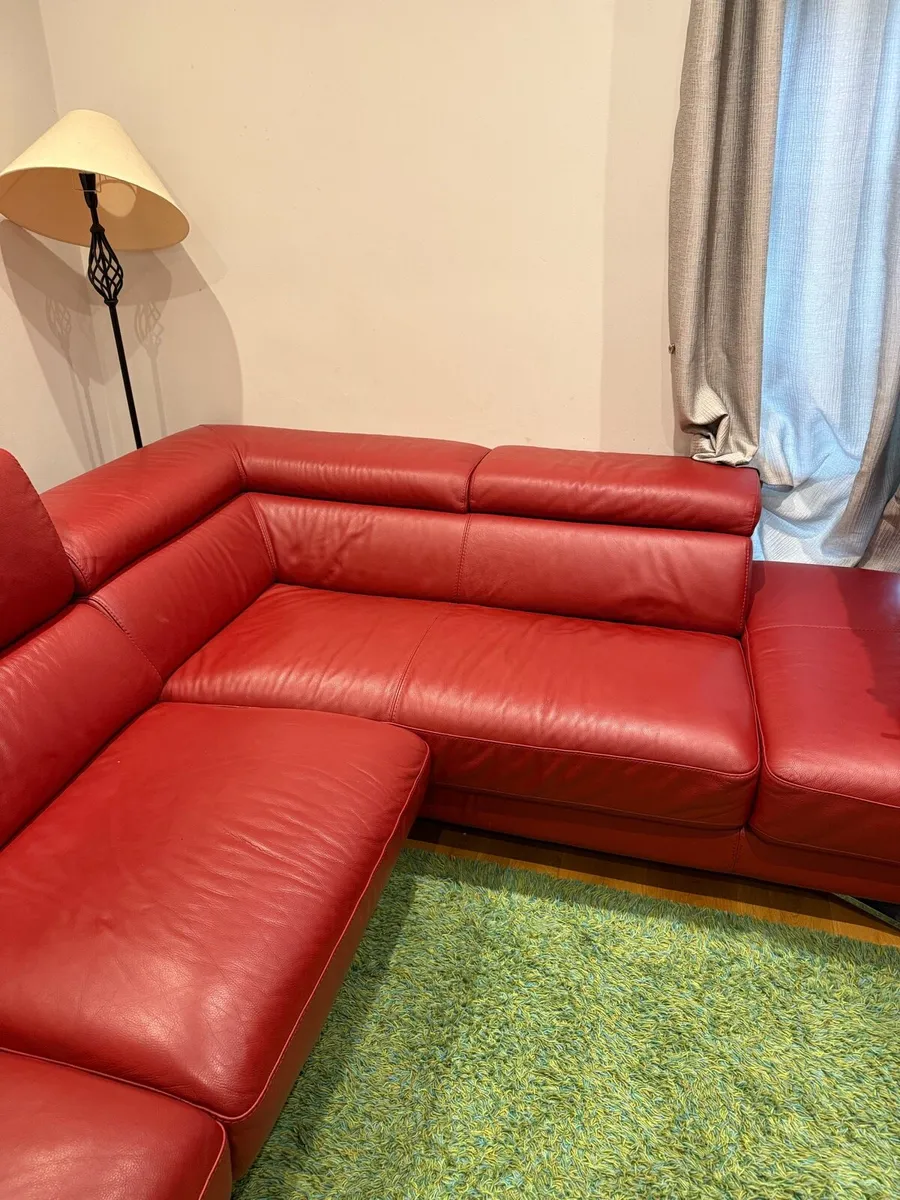Red Leather Sofa - Image 2