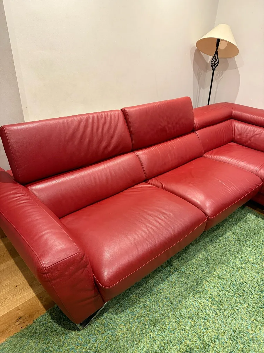 Red Leather Sofa - Image 3