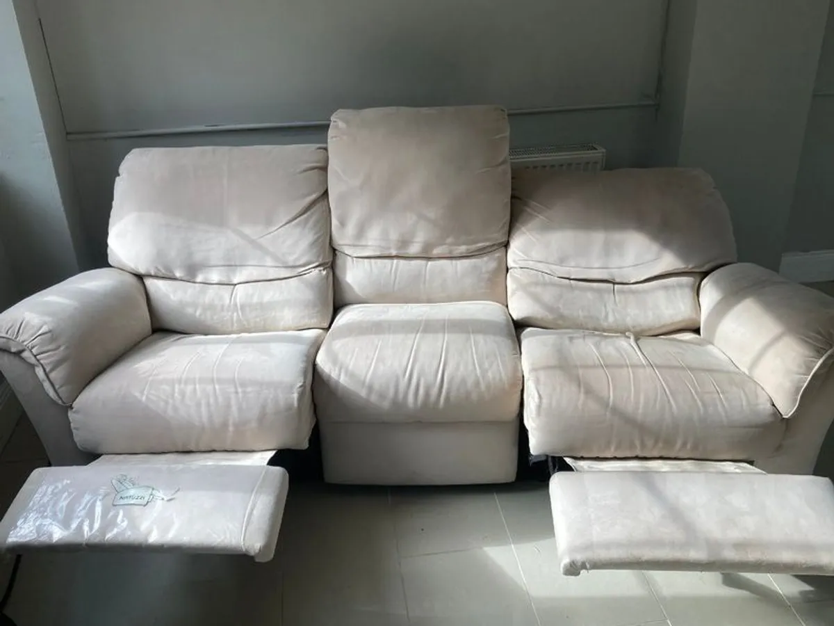 Natuzzi Mirofibre 3 seater, double recliner Couch - Image 3