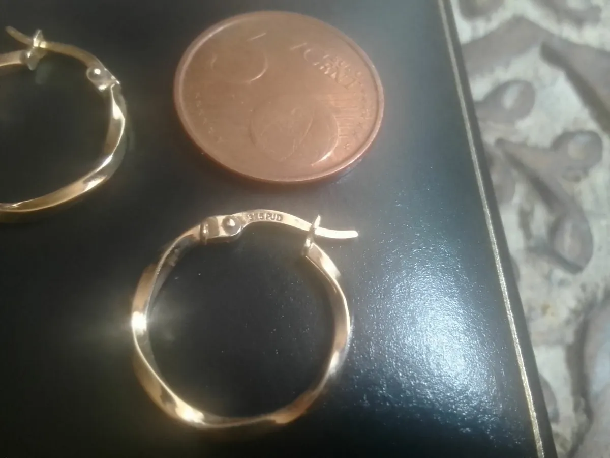 9ct yellow gold diamond cut hoop earrings new - Image 4