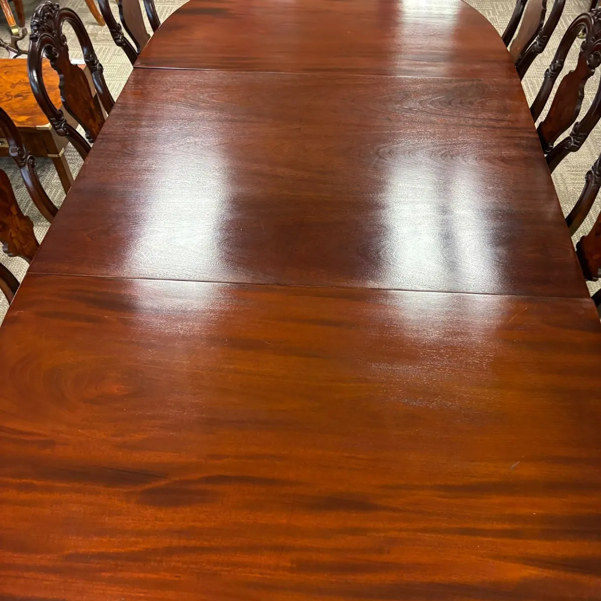 Beautiful mahogany regency d-end dining table & 10 - Image 3