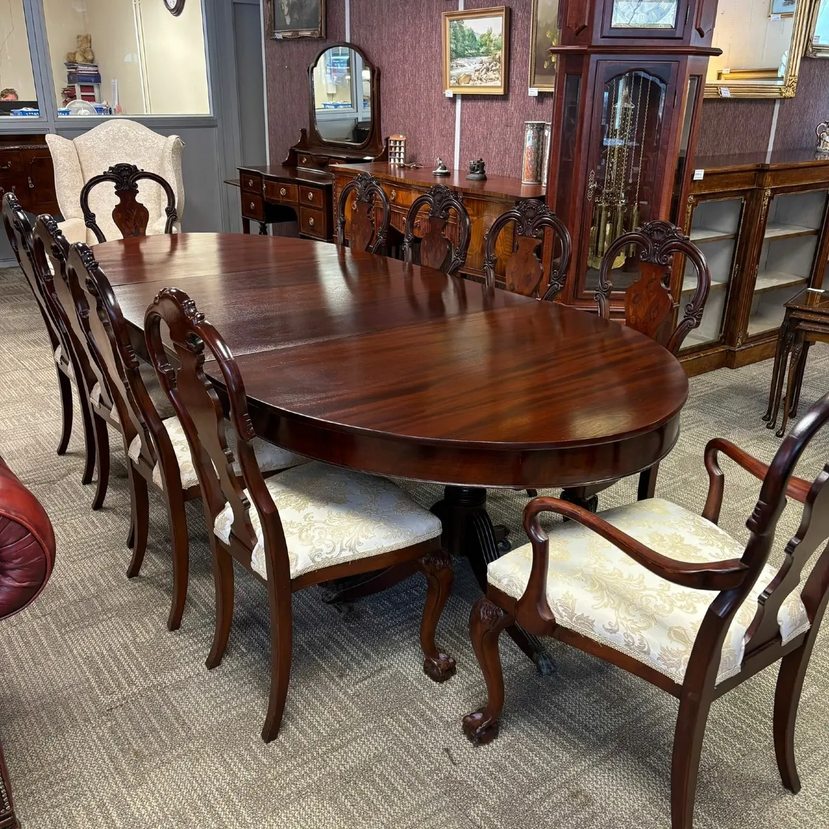 Beautiful mahogany regency d-end dining table & 10 - Image 1