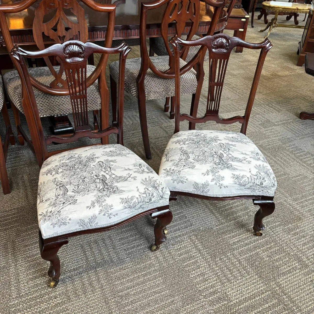 Beautiful pair of Victorian bedroom chairs. On cas - Image 1