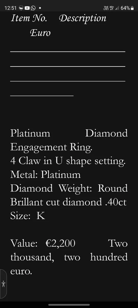 Antique Platinum Diamond Engagement Ring - Image 4