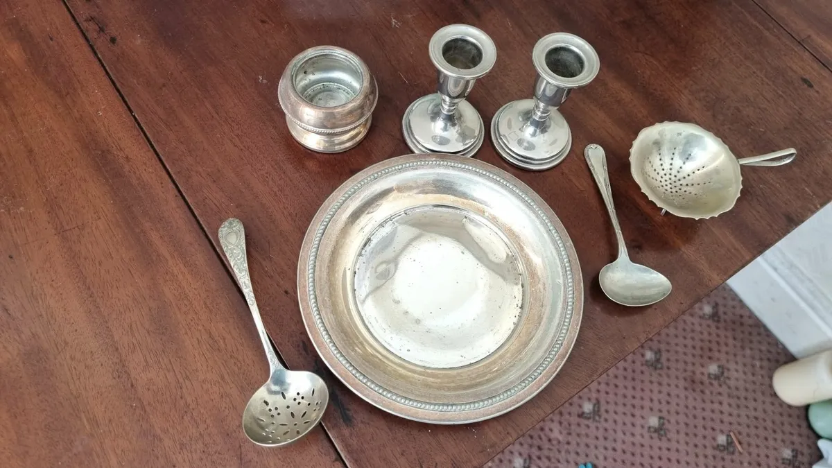 Silver Candle Sticks and Silver Photo Frame - Image 1