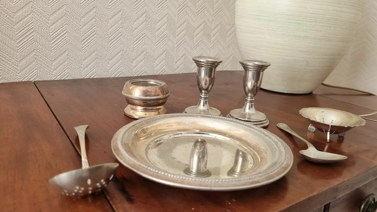 Silver Candle Sticks and Silver Photo Frame - Image 2