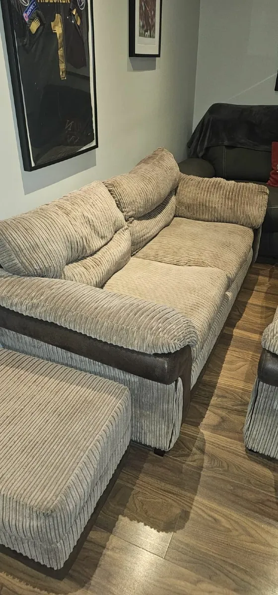 4 & 3 Seater Sofas + Storage Footstool - Image 3