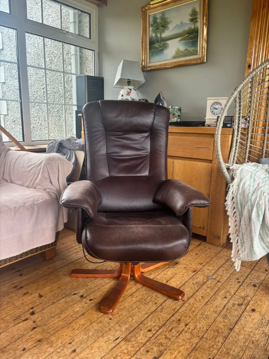 Leather Swivel Armchair - Image 1