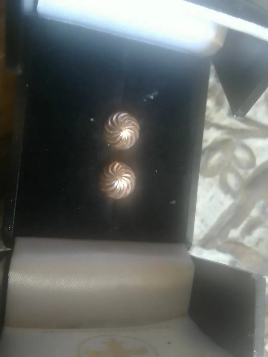 9ct ROSE GOLD ROUND BUTTON STUD EARRINGS NEW - Image 2