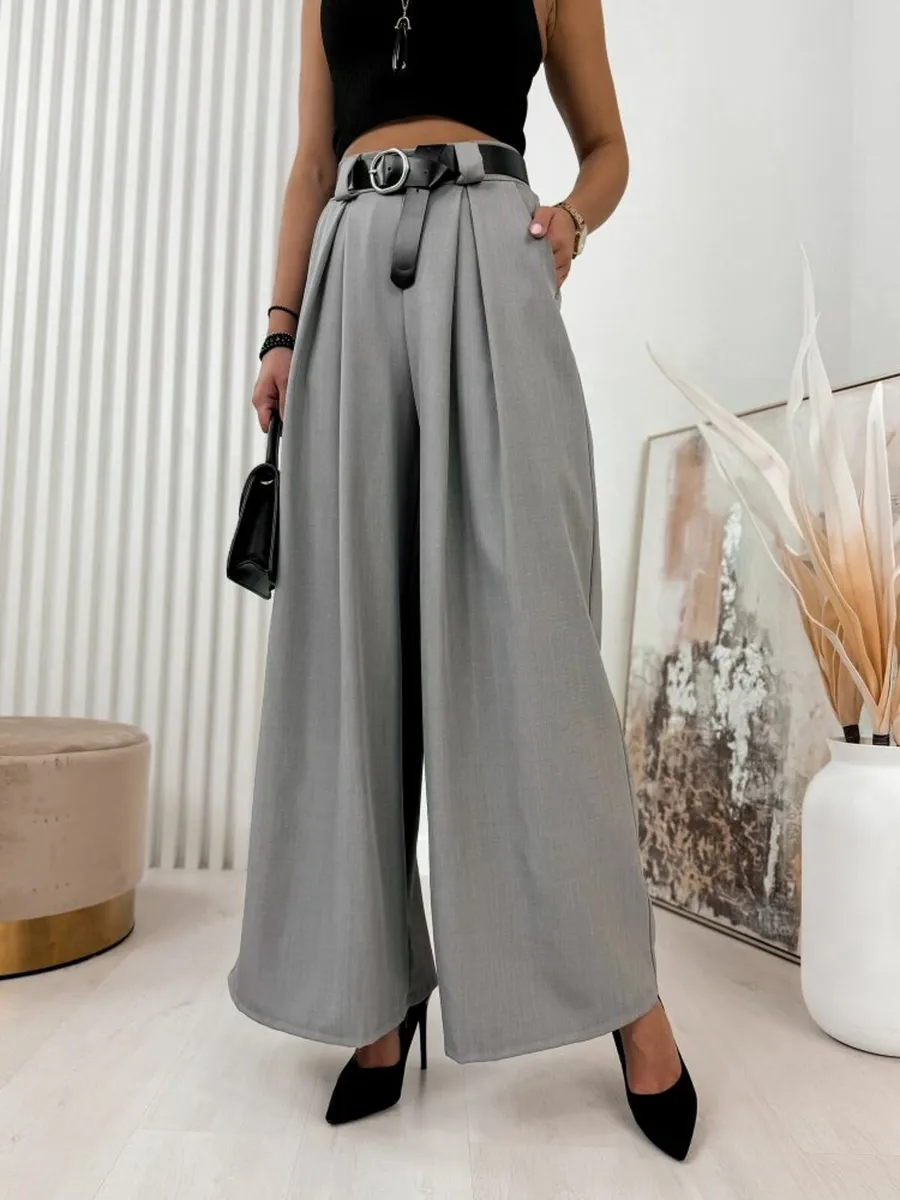 Gray wide leg trousers - Image 4