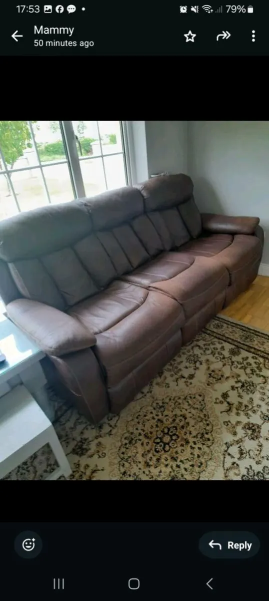 Leather couch and 1 armchair - Image 1