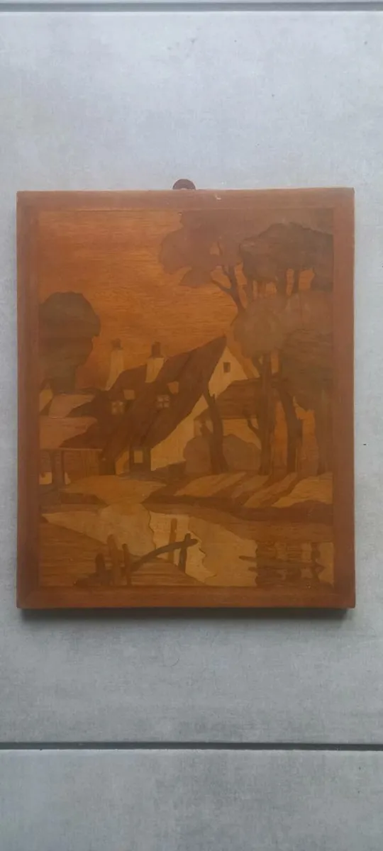 Beautiful Vintage 1970's wood Marquetry panel - Image 1