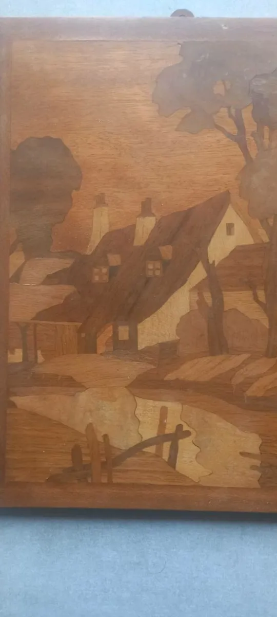 Beautiful Vintage 1970's wood Marquetry panel - Image 2