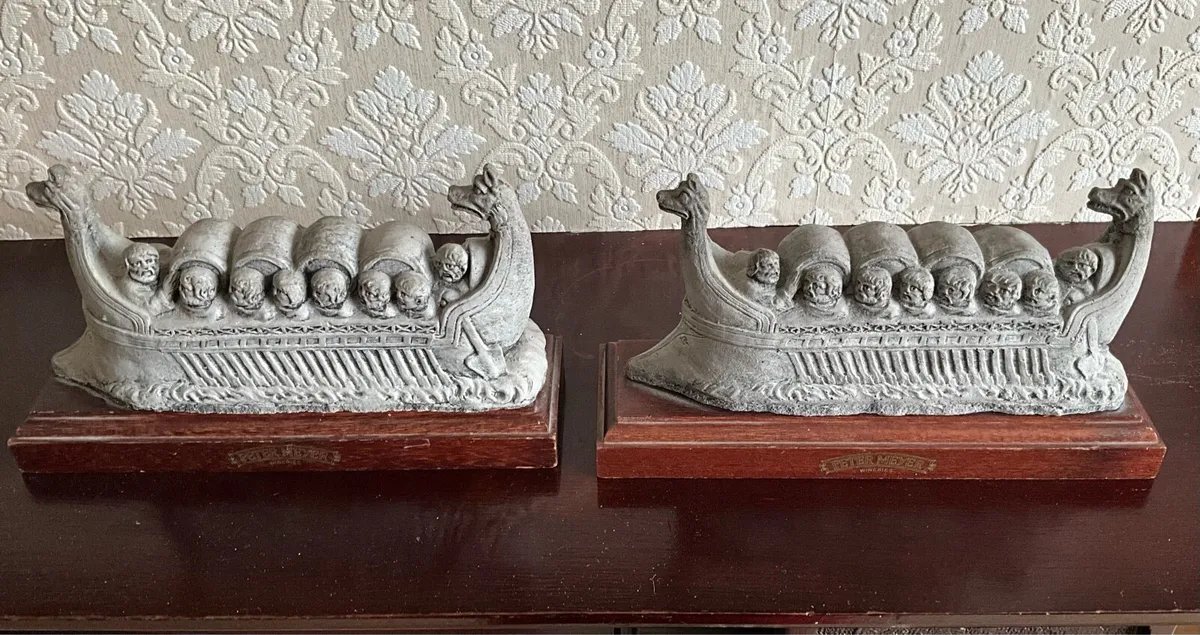 Pair of Vintage Ship Dragon Boats Wine Ships - Image 3