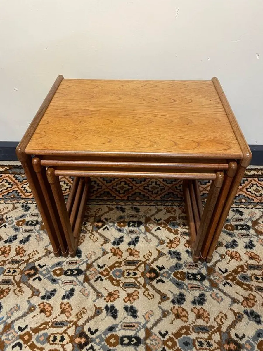 Mid Century Modern Danish Teak Nesting Tables , Set of Three - Image 3