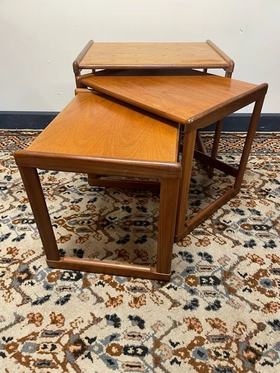 Mid Century Modern Danish Teak Nesting Tables , Set of Three - Image 4