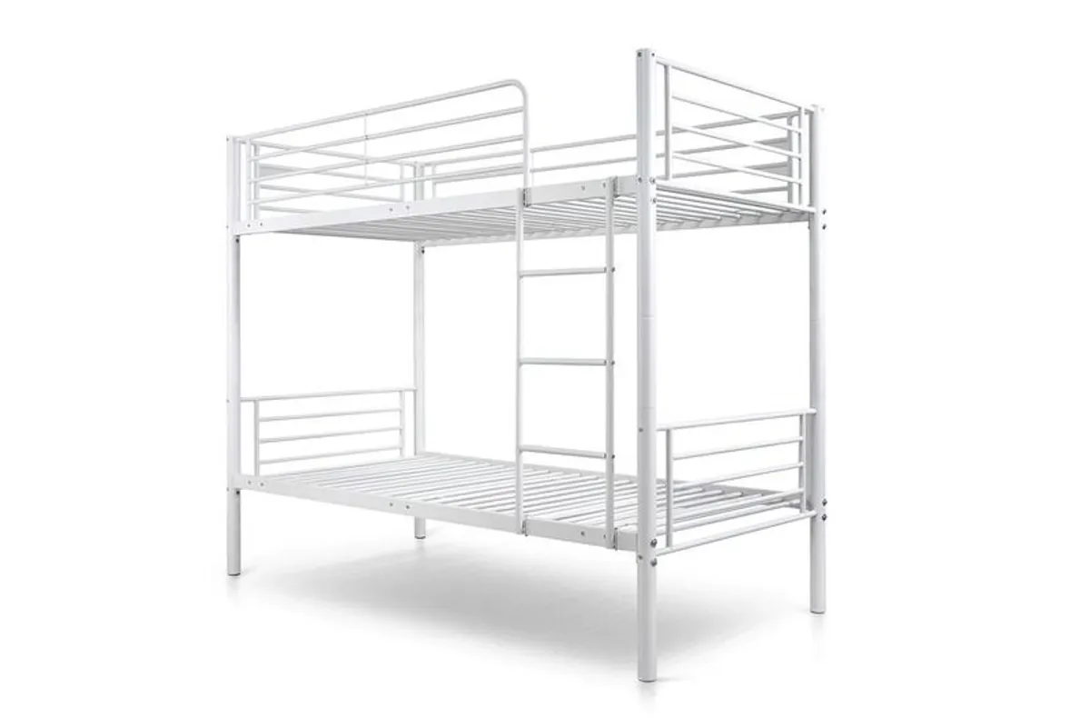 Metal Single Bunk Bed Frame- White - Free Deliver - Image 3