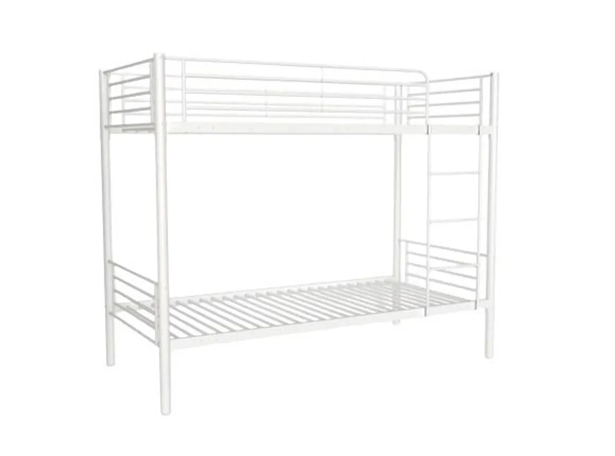 Metal Single Bunk Bed Frame- White - Free Deliver - Image 4