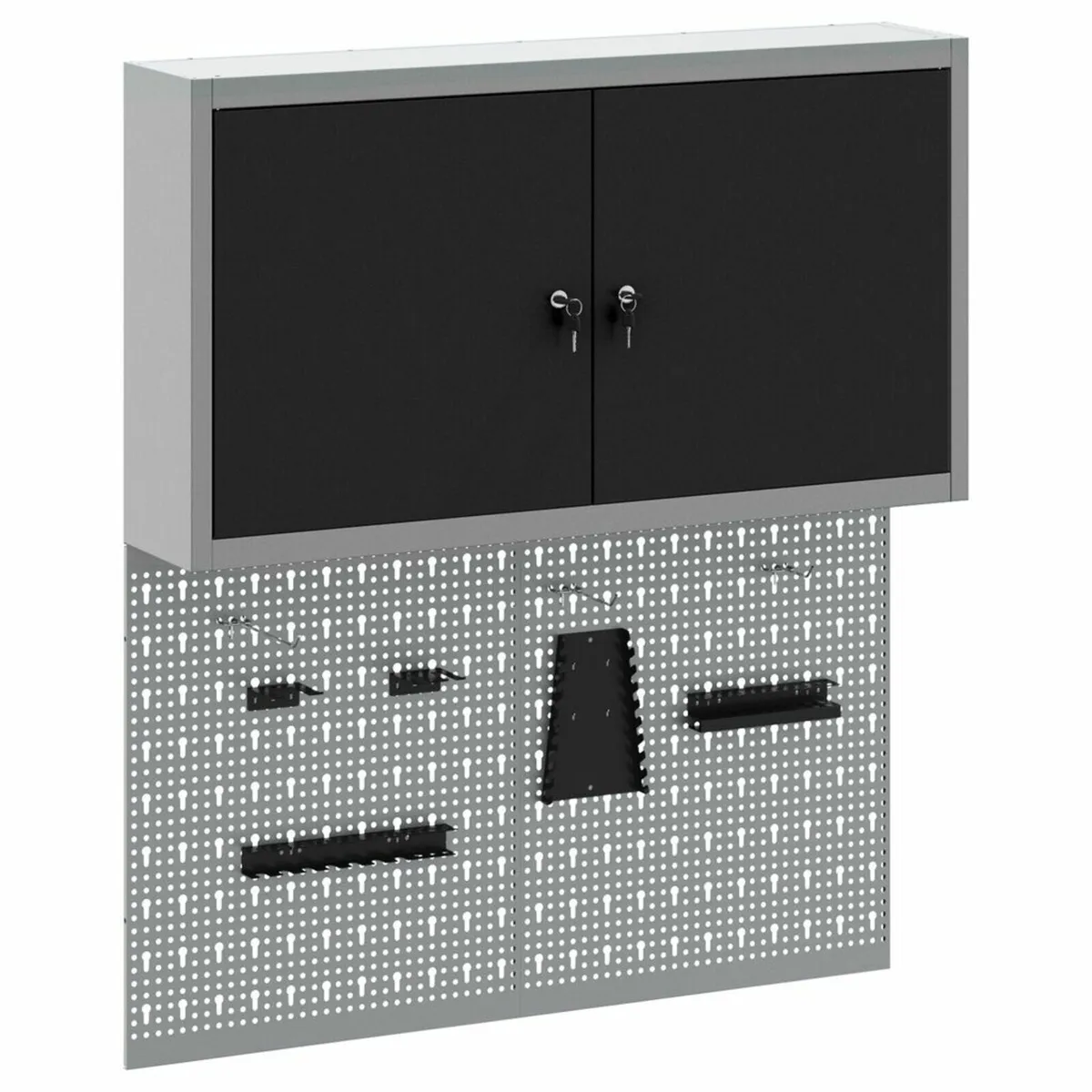 3 Piece Tool Cabinet and Pegboard Set Wall Mounted - Image 1