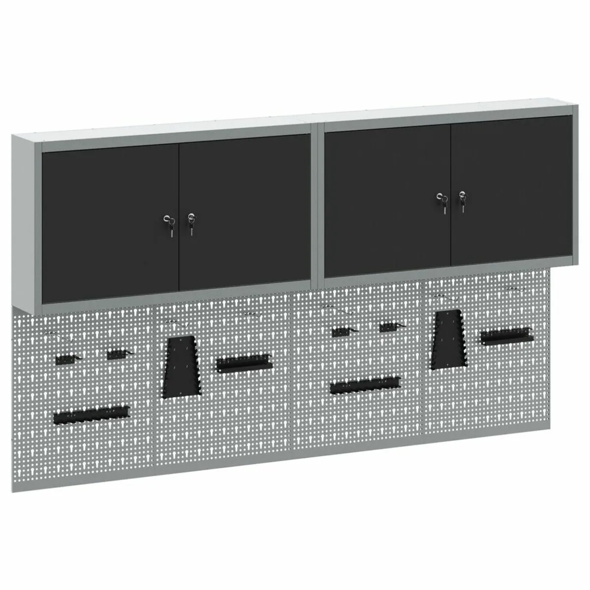 6 Piece Tool Cabinet and Pegboard Set Wall Mounted - Image 1