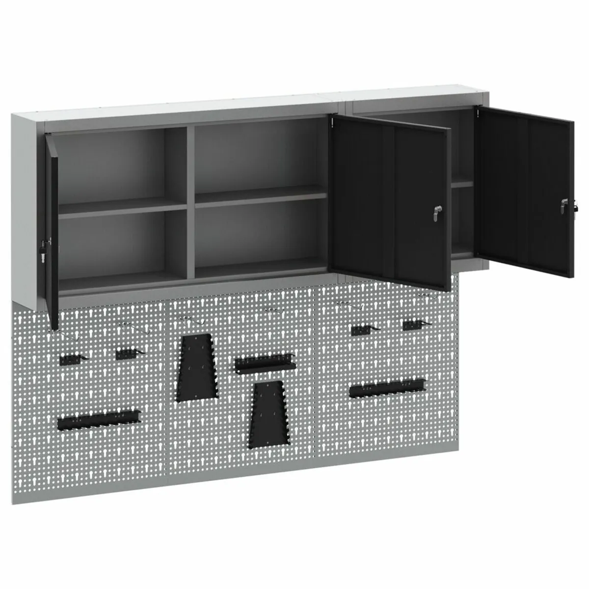 5 Piece Tool Cabinet and Pegboard Set Wall Mounted - Image 3