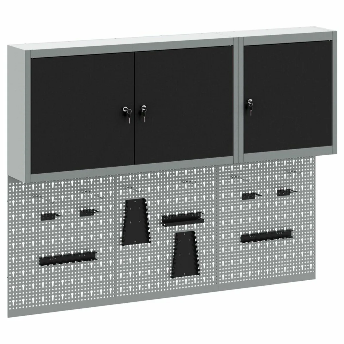 5 Piece Tool Cabinet and Pegboard Set Wall Mounted - Image 4