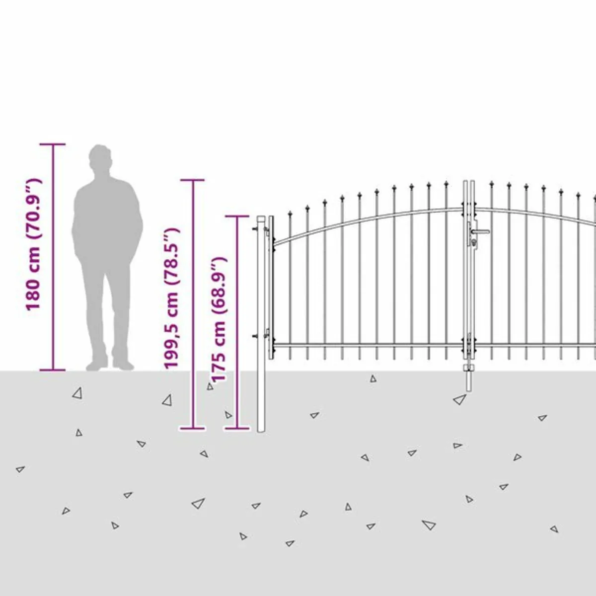 Garden Gate with Spear Top Dual Swing Grey 150x300 - Image 2