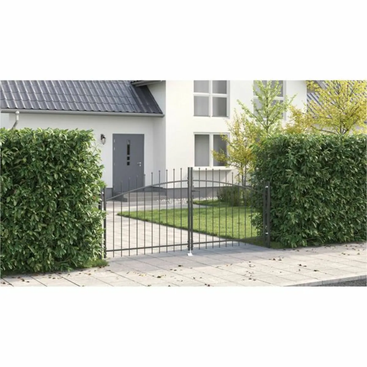 Garden Gate with Spear Top Dual Swing Grey 150x300 - Image 4