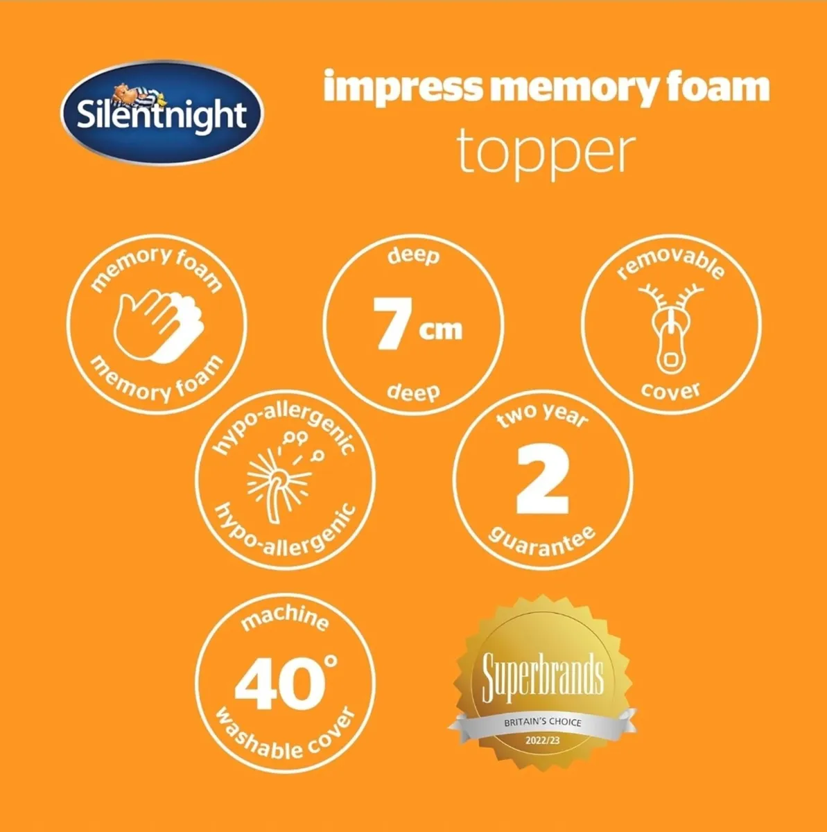 Silentnight Memory Foam Mattress Topper UNOPENED - Image 3