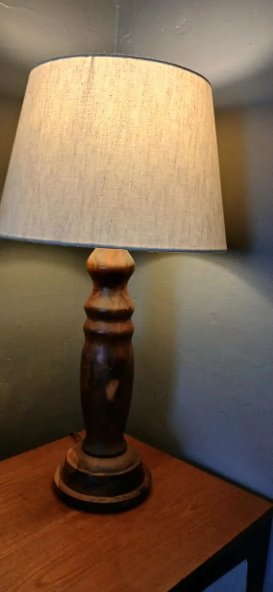 Vintage Wooden Table Lamp - Image 1