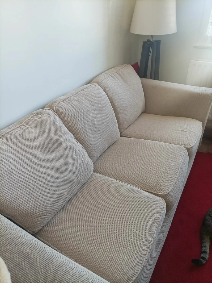 Free Cream Three Seater Sofa - Image 1