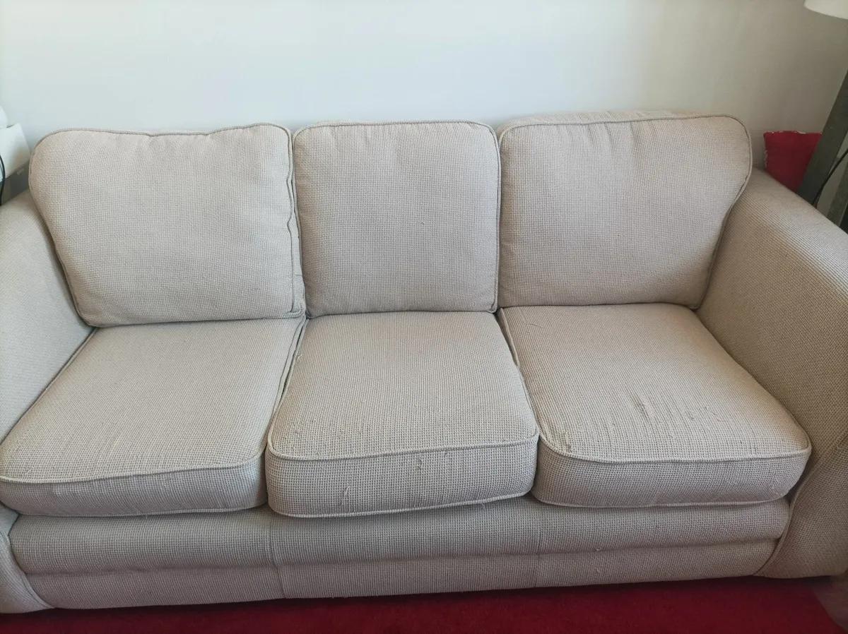 Free Cream Three Seater Sofa - Image 2