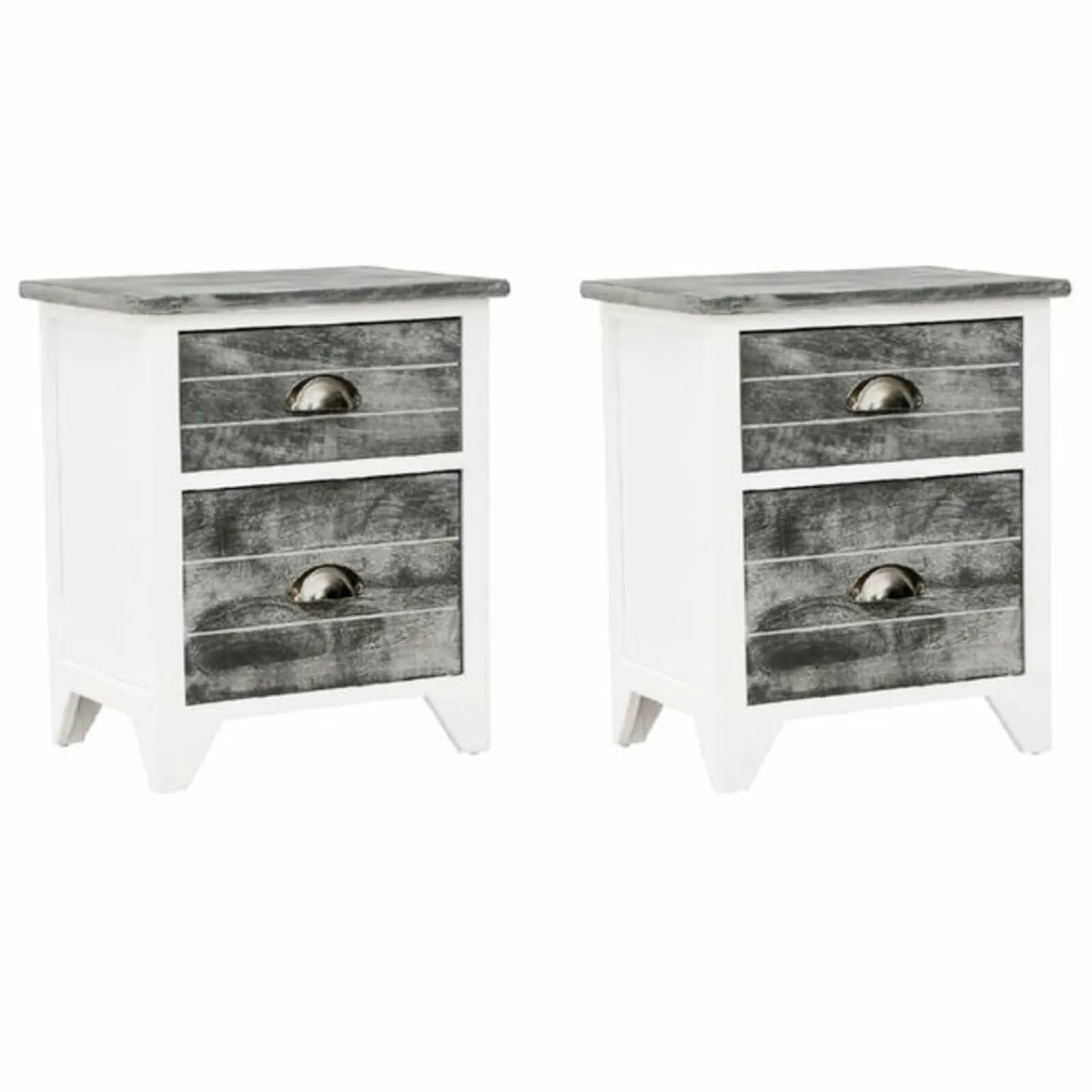Nightstand 2 pcs with 2 Drawers White - Image 1
