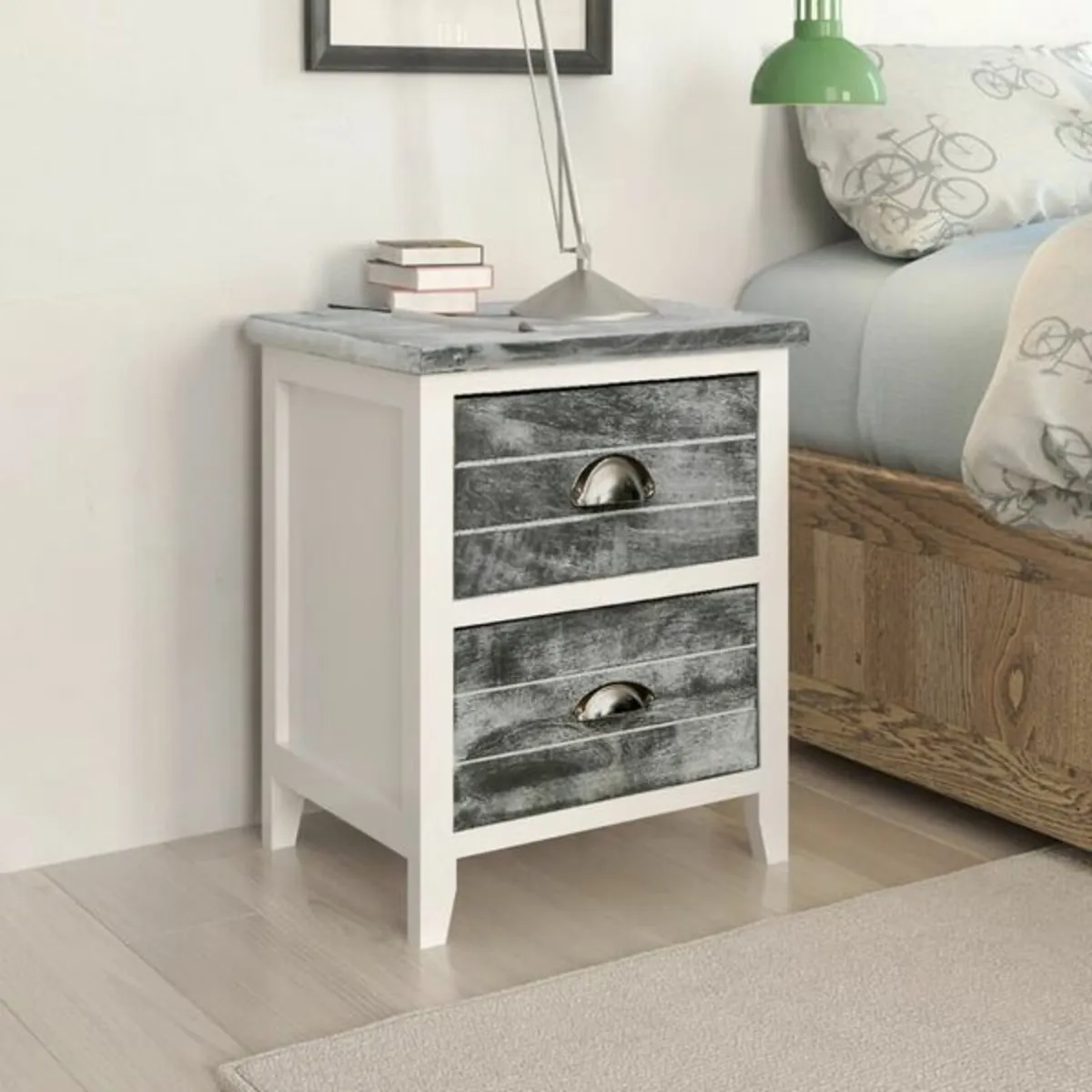 Nightstand 2 pcs with 2 Drawers White - Image 3
