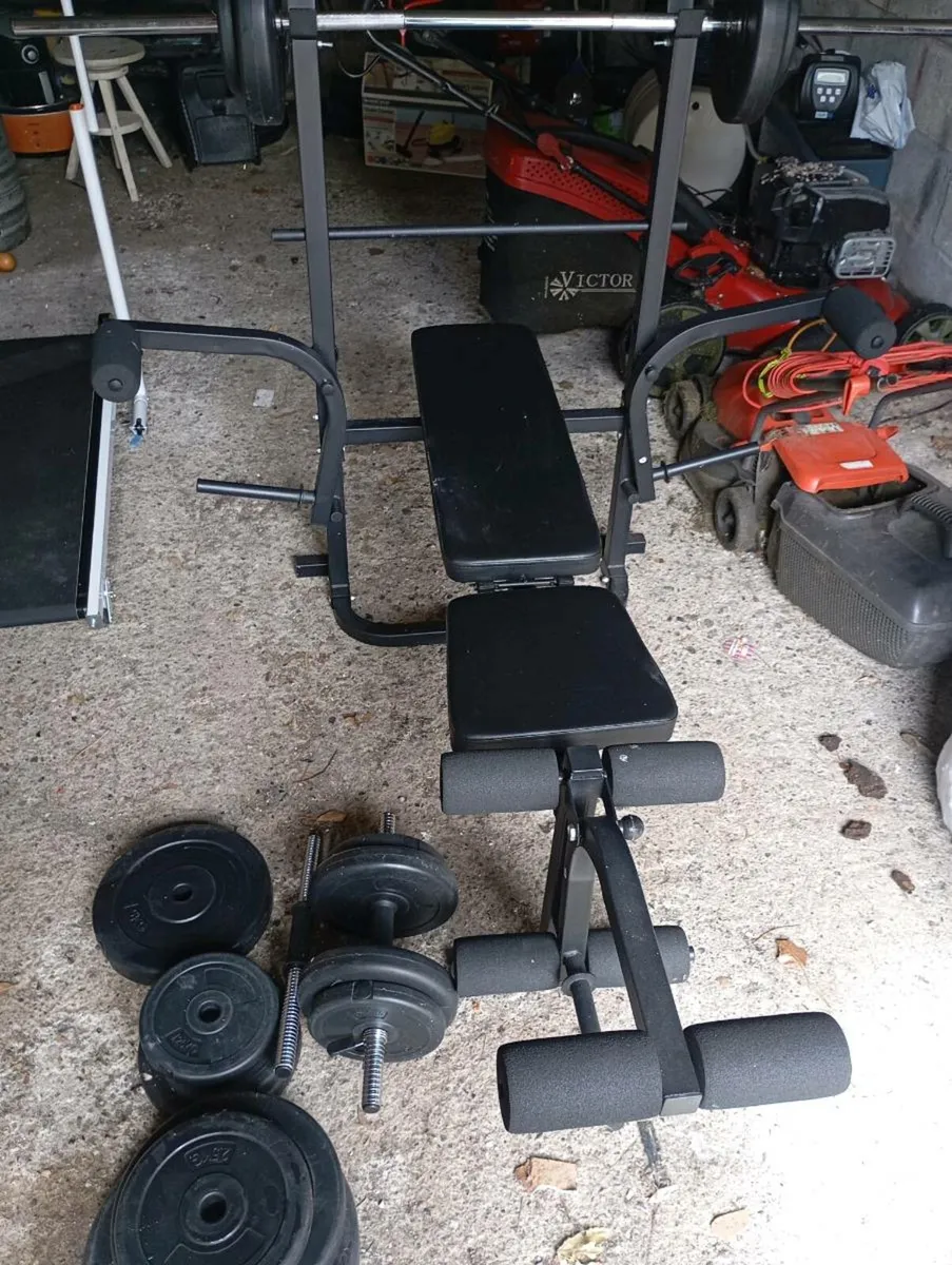 Weight bench with dumbbells