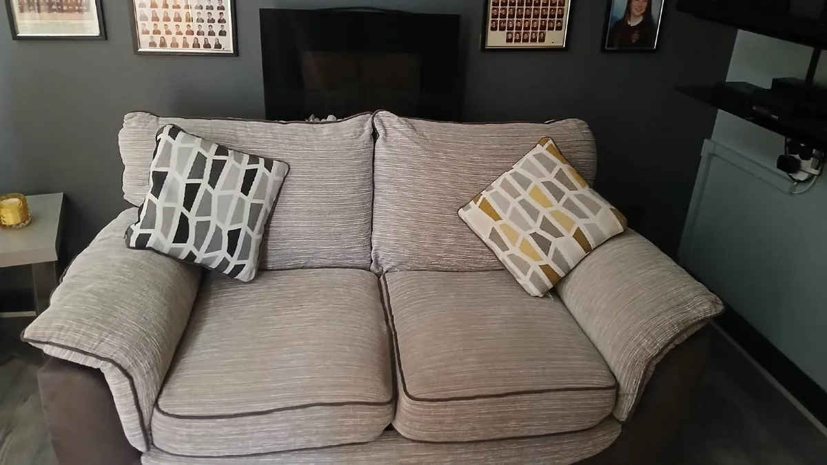 Two seater  fabric sofa - Grey - Image 4