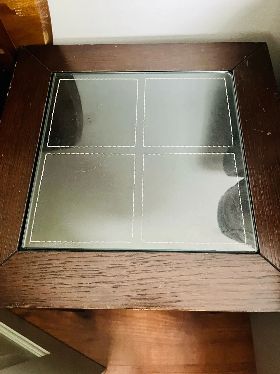 Wooden leather coffee table - Image 1