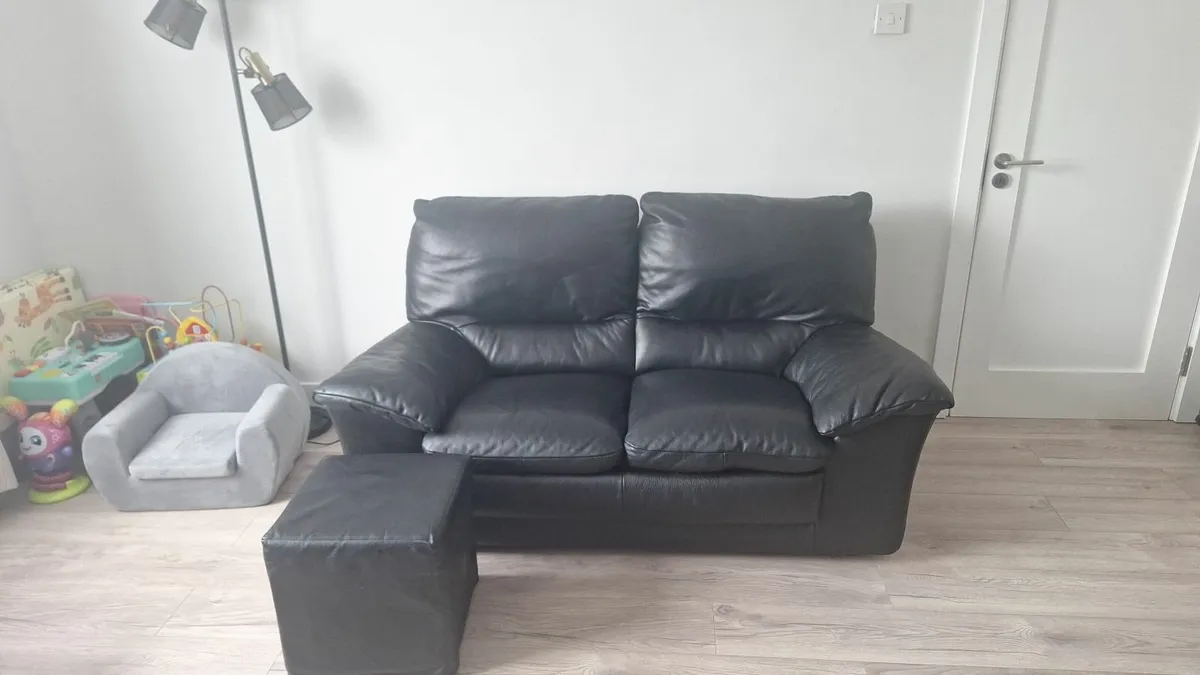 Leather Sofa w/ footstool