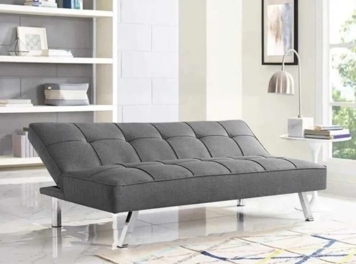Grey velvet Folding 3 Seater Sofa 180cm - Image 2