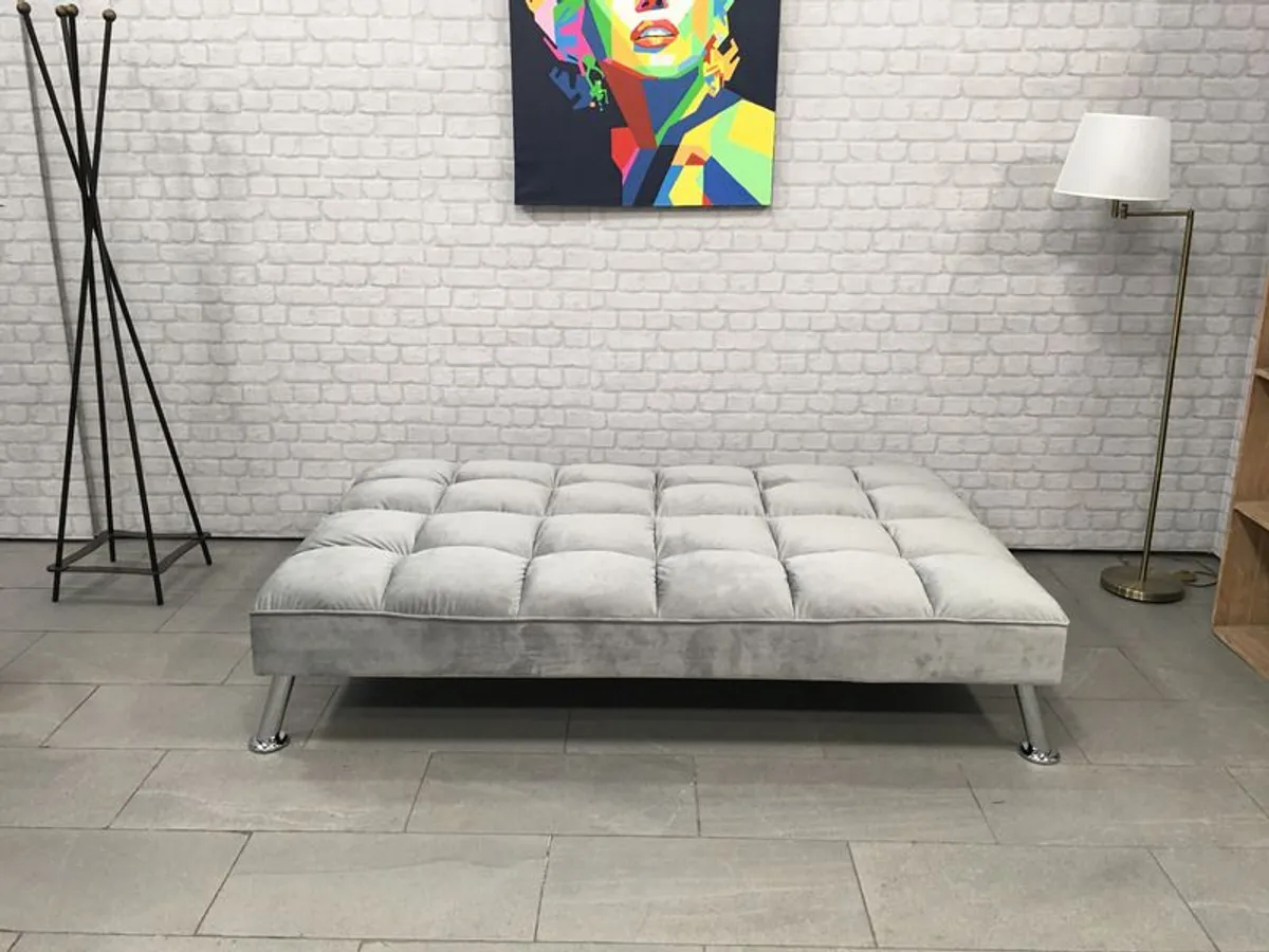 Grey velvet Folding 3 Seater Sofa 180cm - Image 4