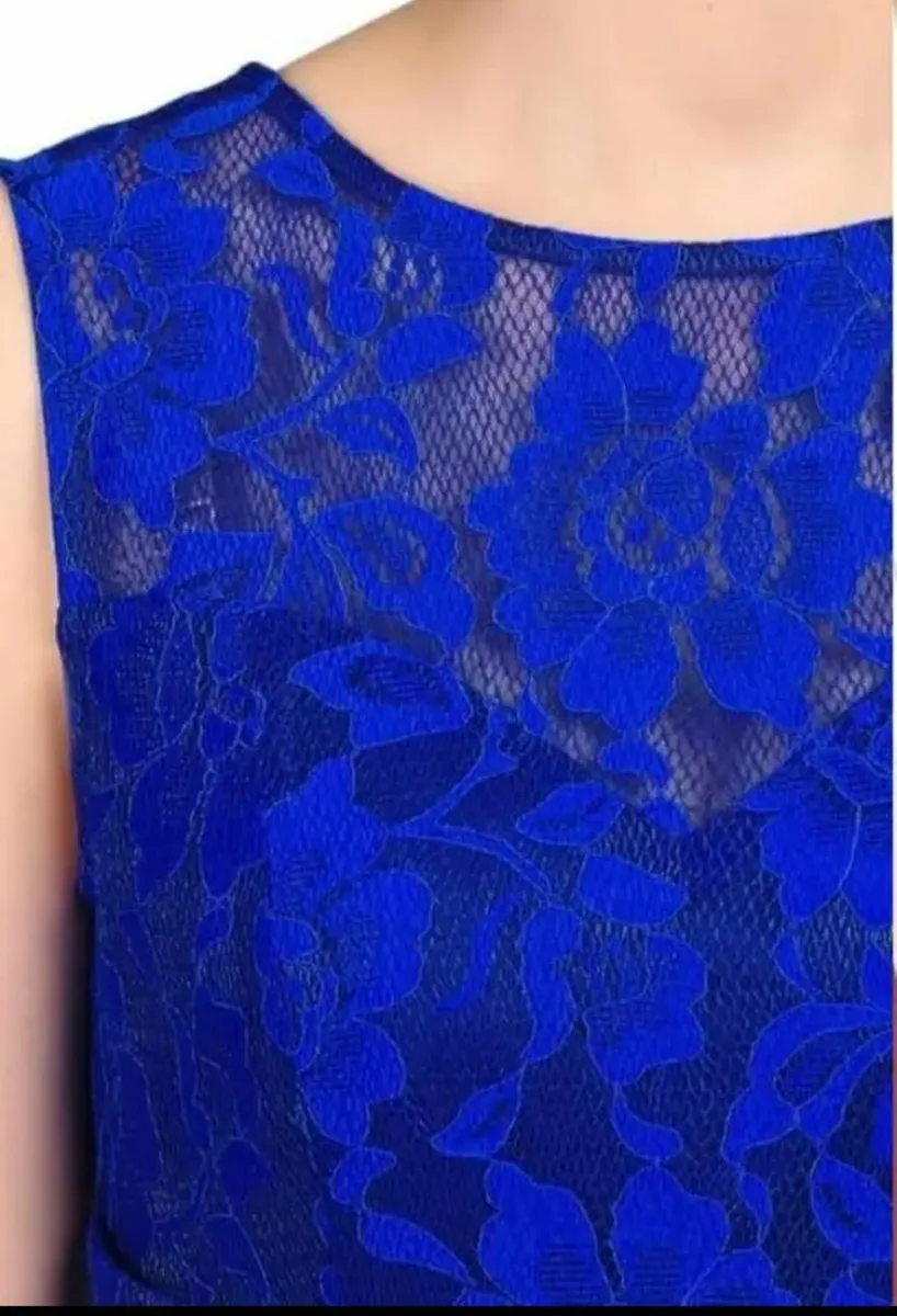 Jolie Moi Royal Blue Fit & Flare Lace Dress Size16 - Image 3