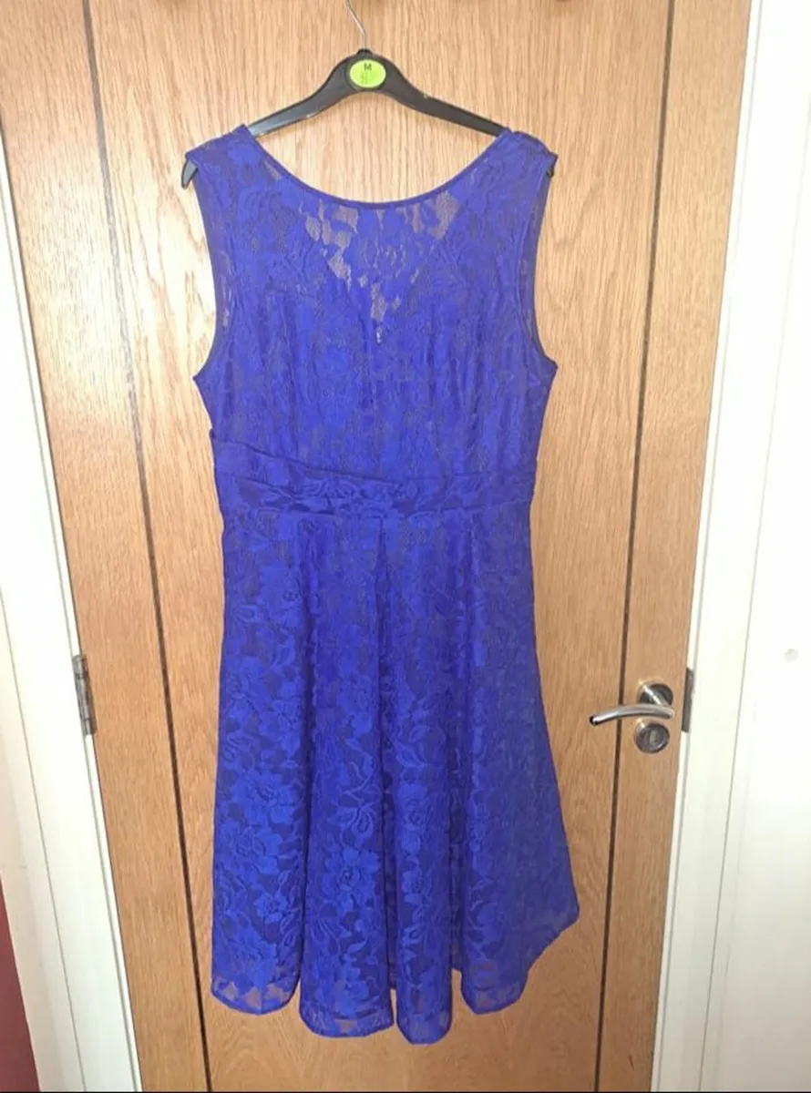 Jolie Moi Royal Blue Fit & Flare Lace Dress Size16 - Image 2