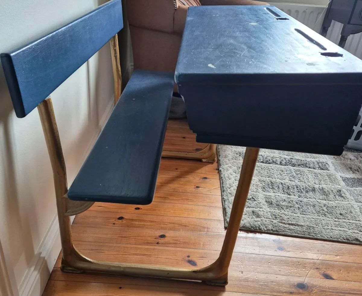 Vintage School Desk with bench - Image 3
