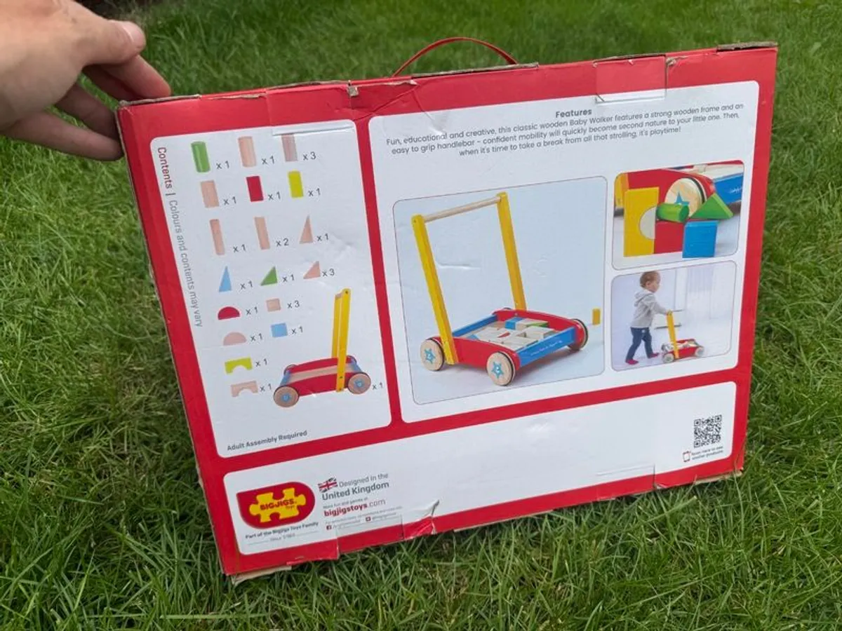 Bigjigs Wooden Baby Walker + Blocks - Image 3