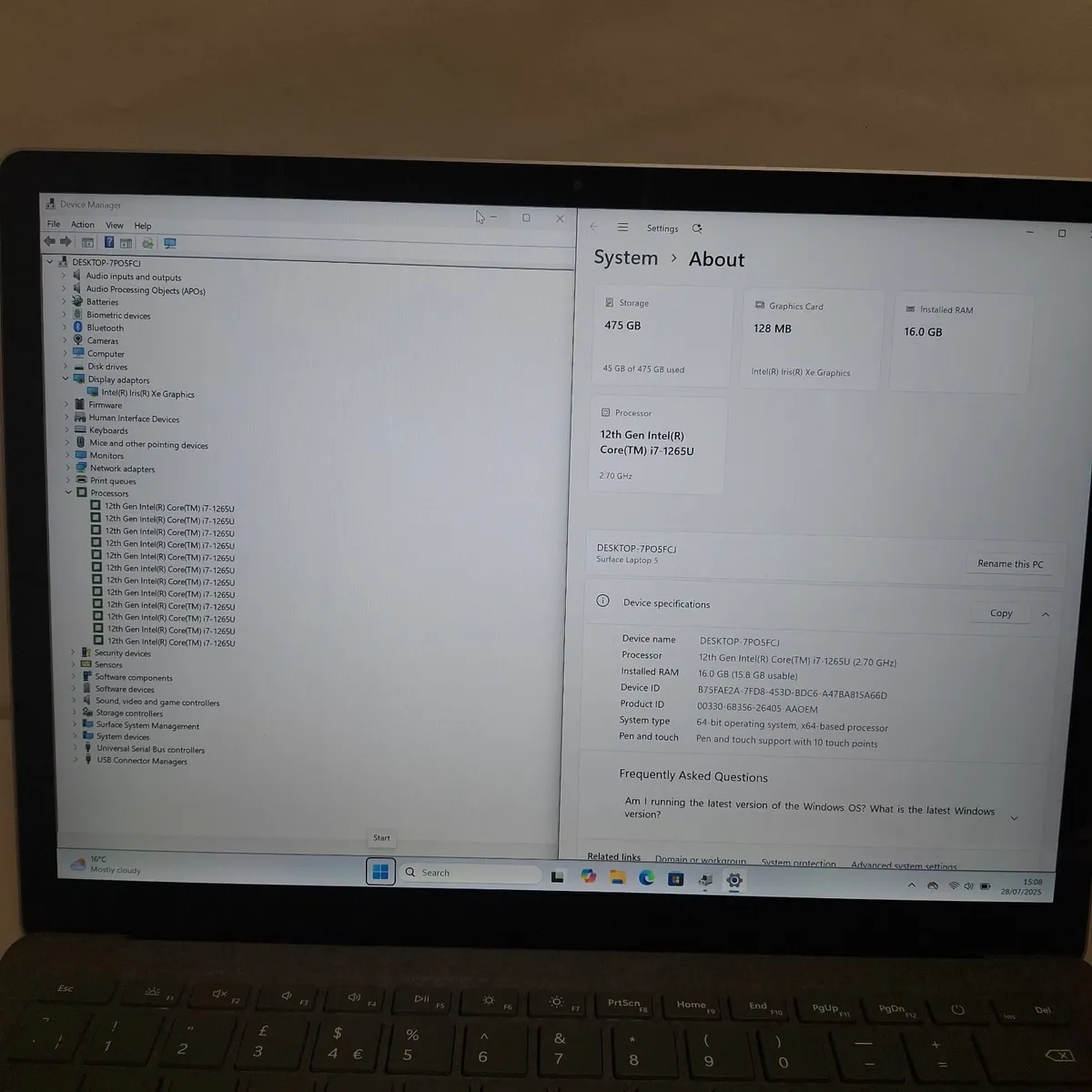 Microsoft Surface Laptop 5 | i7-1265U | 16GB RAM | - Image 2