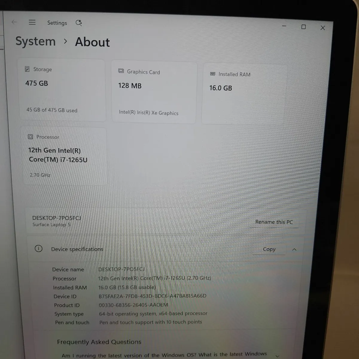 Microsoft Surface Laptop 5 | i7-1265U | 16GB RAM | - Image 3