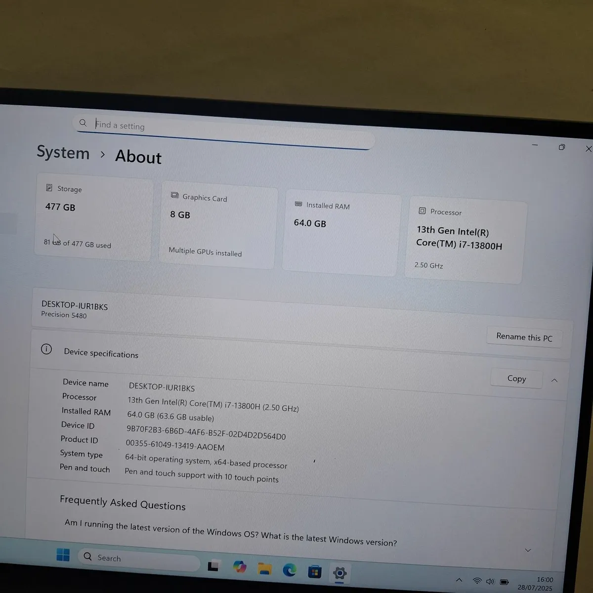 Dell Precision 5480 | i7-13800H | 64GB RAM | 1TB - Image 2