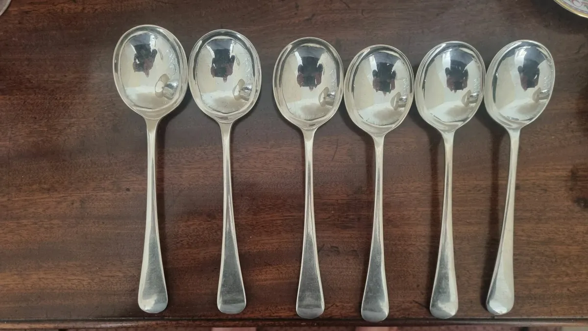 Set of Silver Soups Spoons 6 - Image 1
